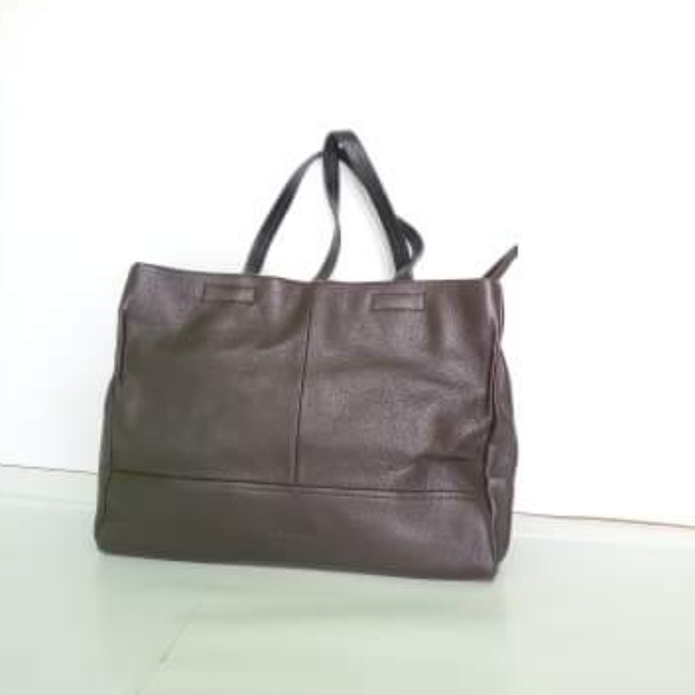 Studio Pollini Dark brown leather tote bag